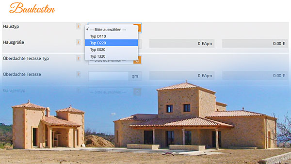 [Translate to English:] Baukostenrechner Mallorca